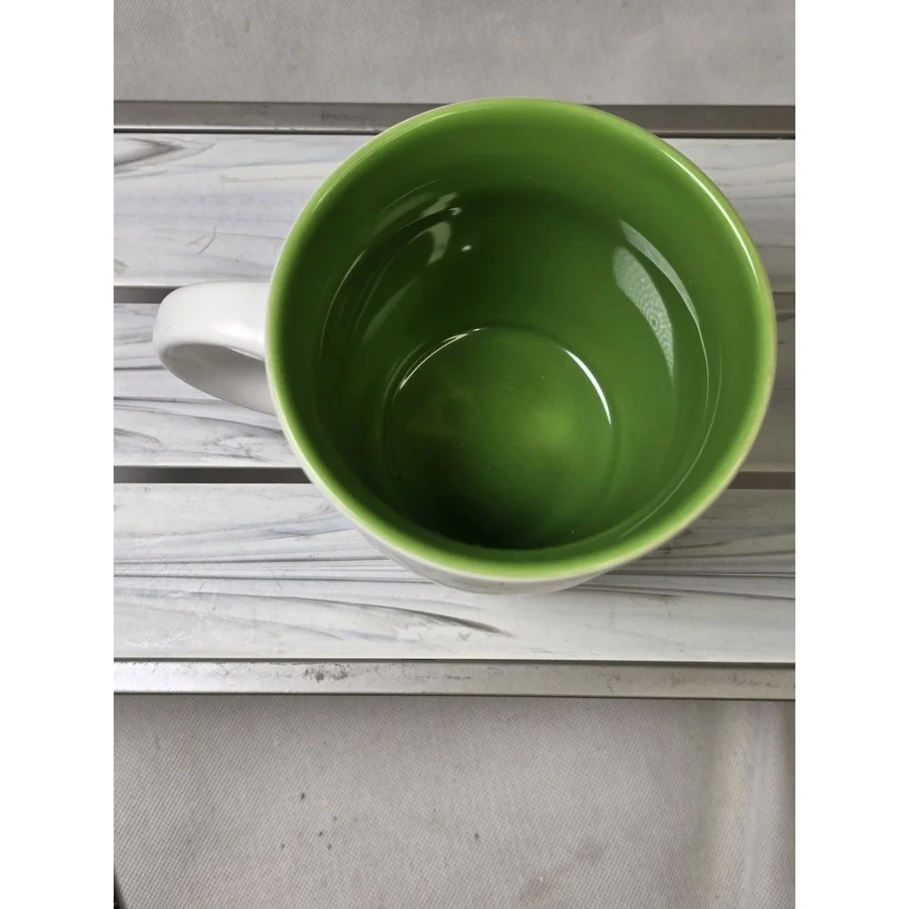 Starbucks Abbey Coffee Mug White Green Interior ESTD 1971 18oz 2007